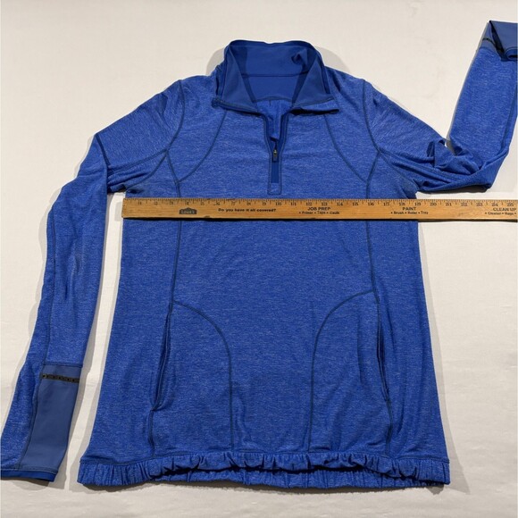 Lululemon Pace Pusher Womens Stretch 1/4 Zip Blue Pockets Pullover Sweatshirt 10 - Picture 6 of 10